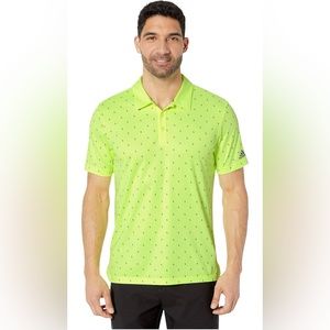 Adidas Men’s Golf Polo Shirt Large Neon Yellow Pine Cones New!